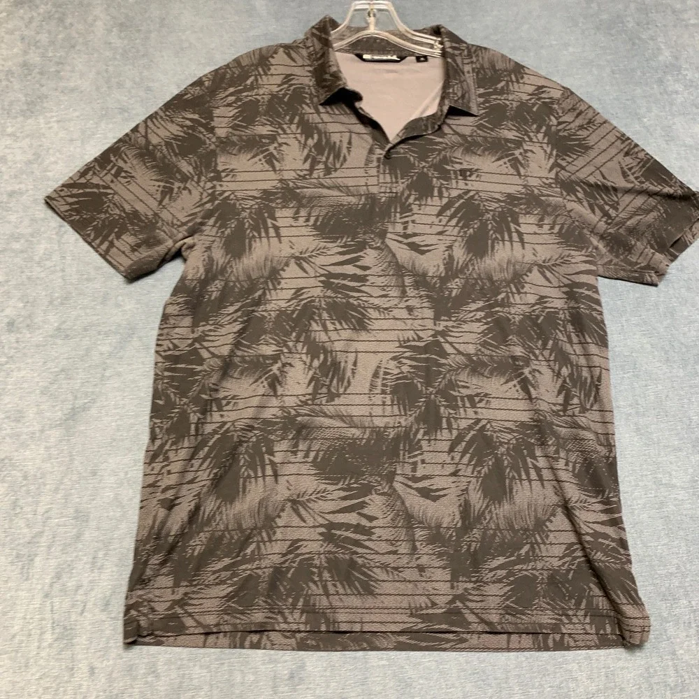 Travis Mathew Polo Shirt Mens XL Gray Palm Tree Collared Performance Golf Tennis